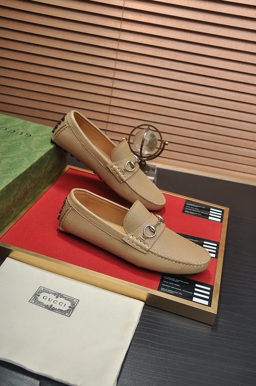 Men's Men's Shoes💰420💶【GUCCI】 (High-end Niuli) New 🍀Gucci*——Gucci Doudou Shoes! Made of imported original cowhide, the inner top layer is comfortable cowhide lining! Original wear-resistant rubber outsole! High quality products! Code number 38-44!